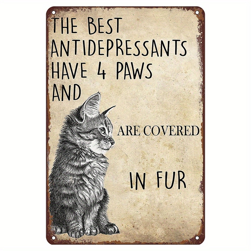 Vintage Metallic Tin Logo for Feline Lovers Tin Metal Signs Home Décor 8x12 