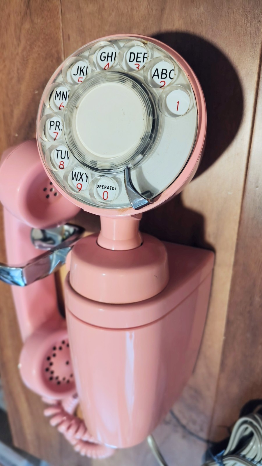 Antique Pink Spacesaver Telephone.  Automatic Electric  wall phone Type 183