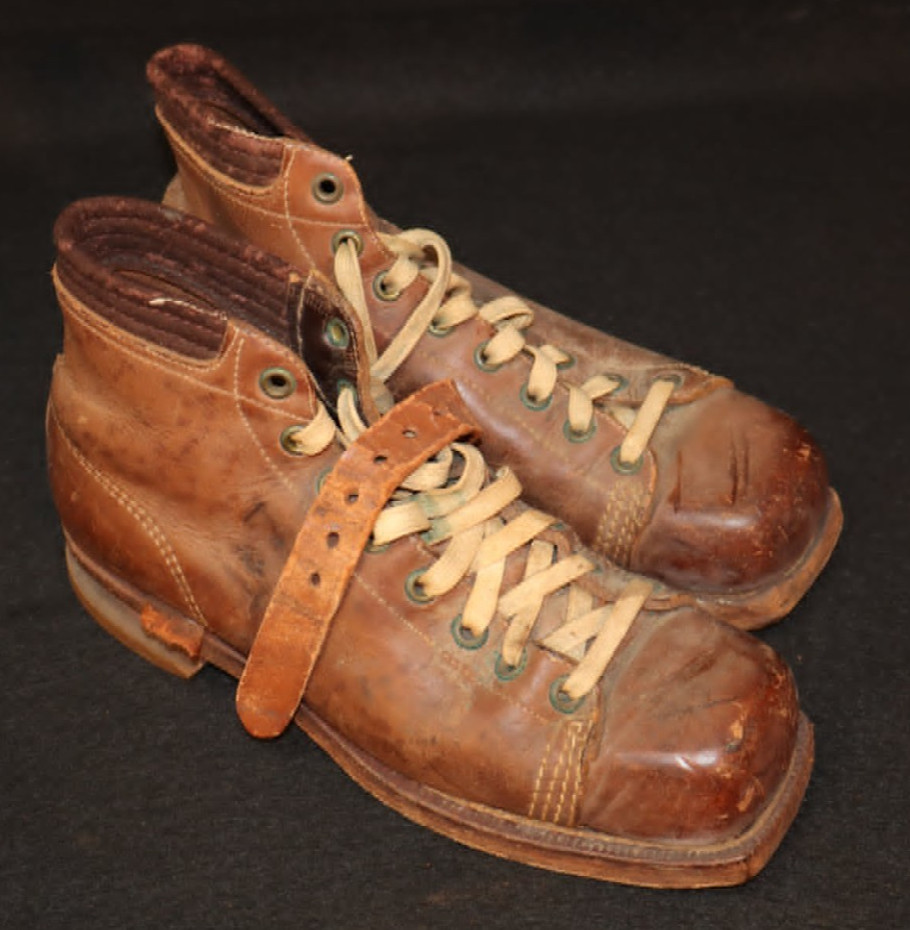 Original WWII Vintage French Army Alpine Ski Boots Military Leather Pair