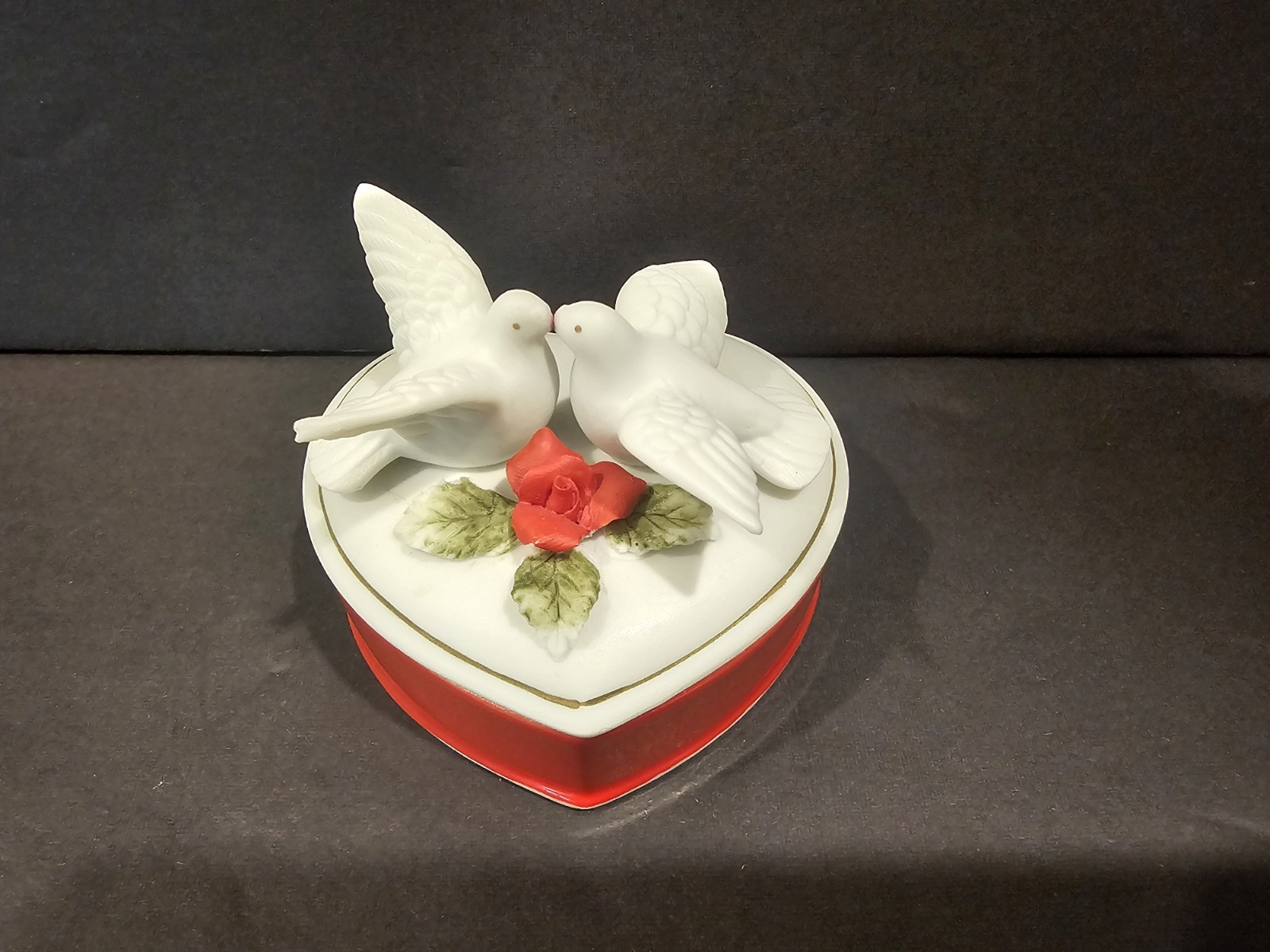 Lefton China Two Kissing Doves Trinket Dish