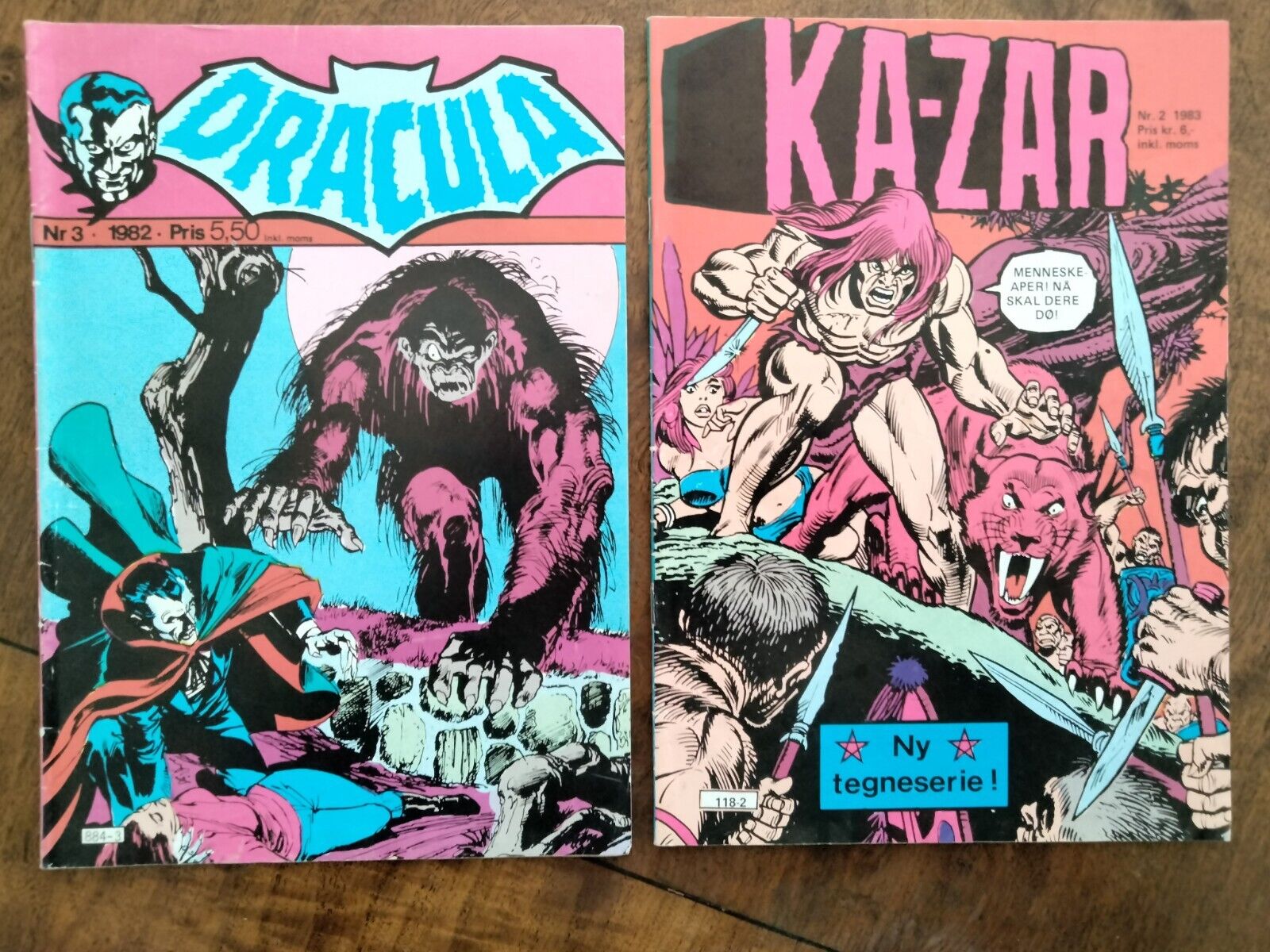 Norway Comics Dracula #3 and Kazar #2 Print Errors Rare