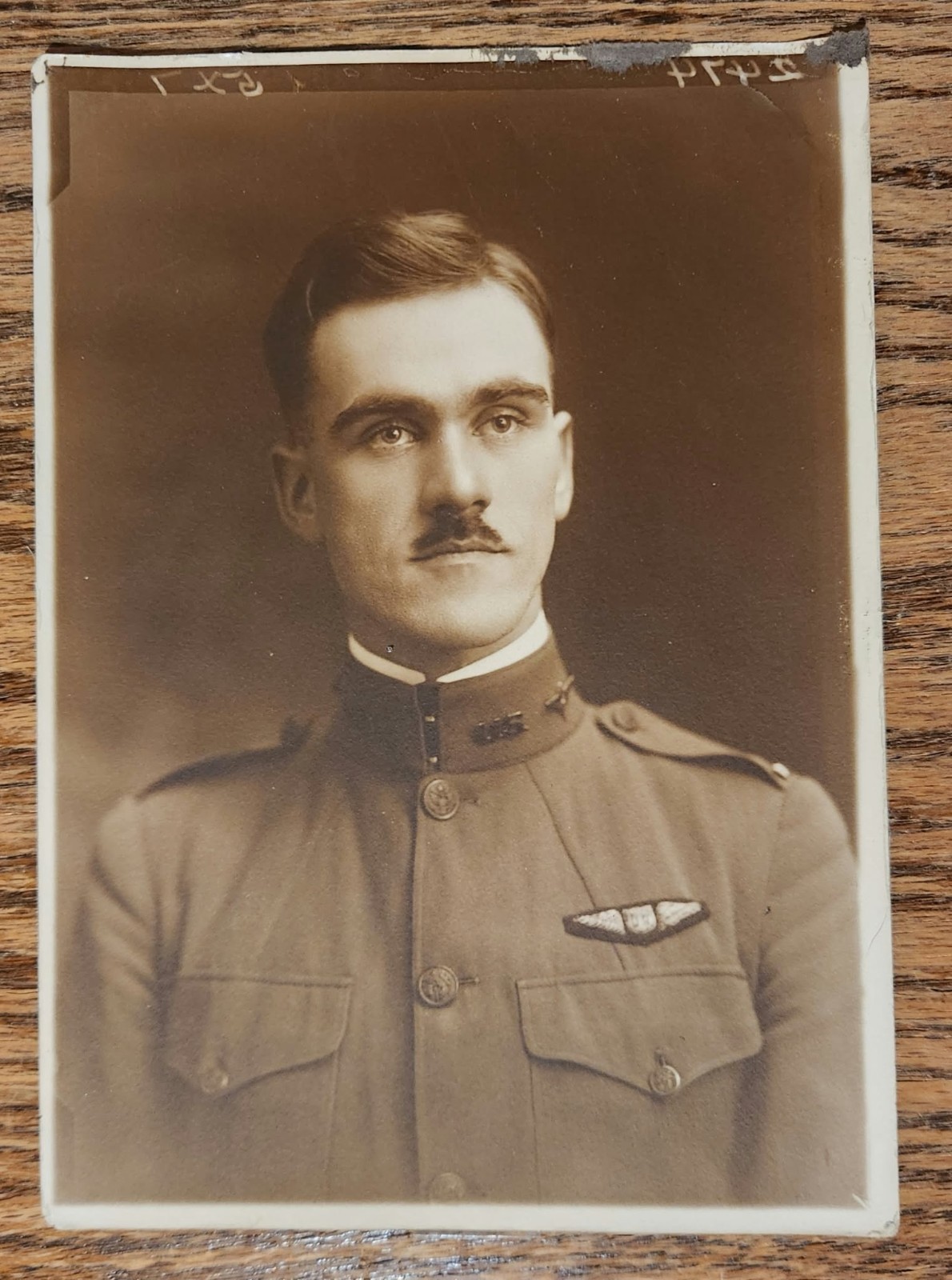 RARE WWI US ARMY AIR SERVICE AEF PILOT PORTRAIT w/ DALLAS WINGS PHOTO 5