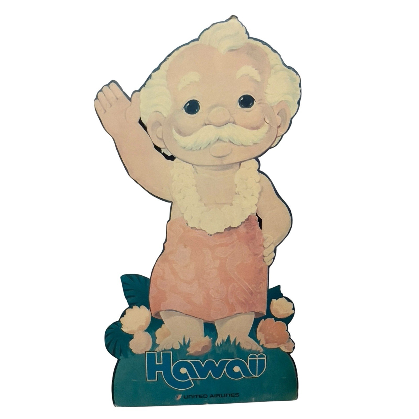 Vintage 1960s United Airlines Menehune of Hawaii Tiki Advertising Standee 30\