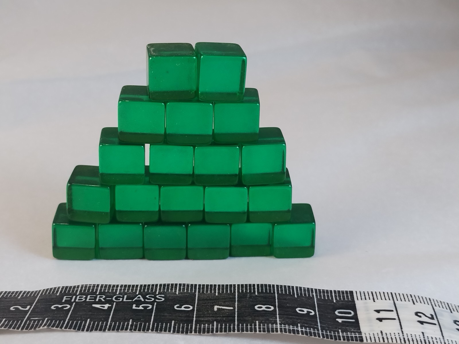 Lot Of 20 Vintage Transparent, 12 mm, Green Bakelite Cubes 