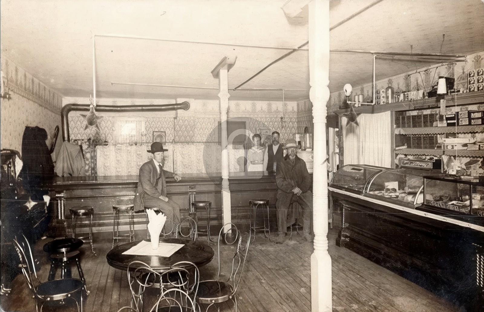 1910 Interior Grosman Restaurant Council Bluffs Iowa RPPC Photo Postcard COPY