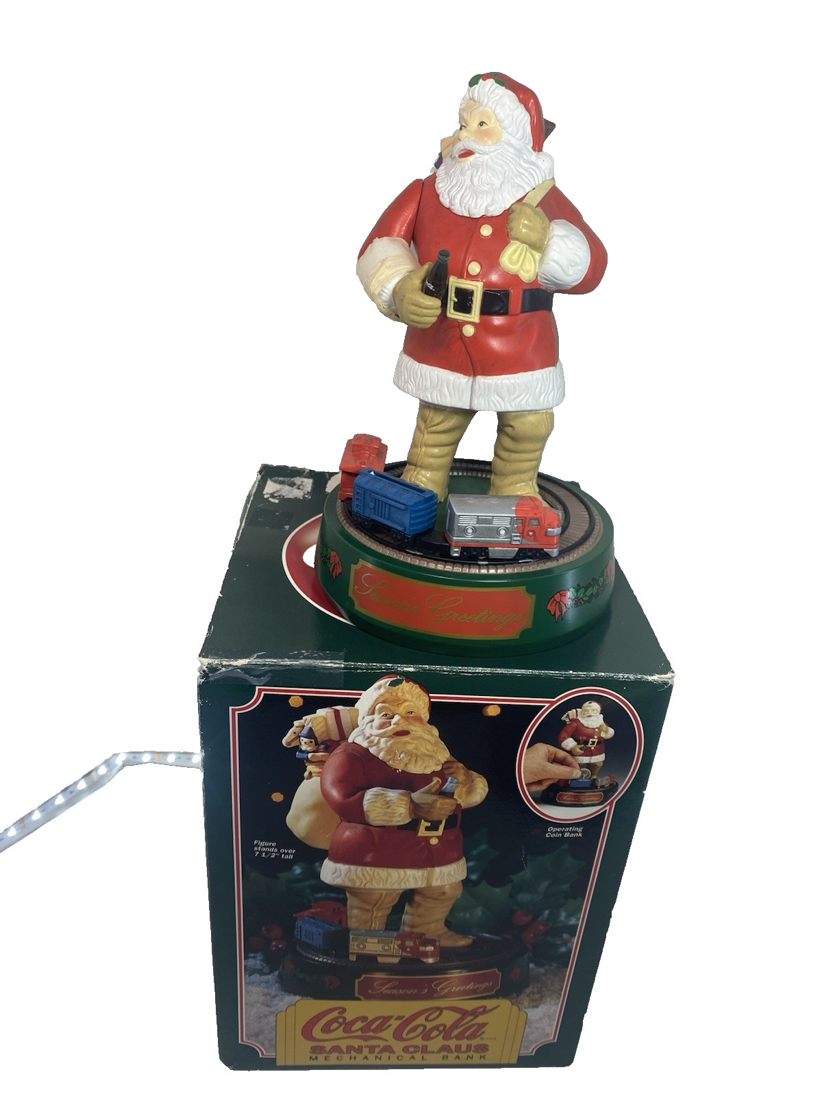 Vintage 1993 Coca-Cola Santa Claus Mechanical Coin Bank Ertl Christmas Train