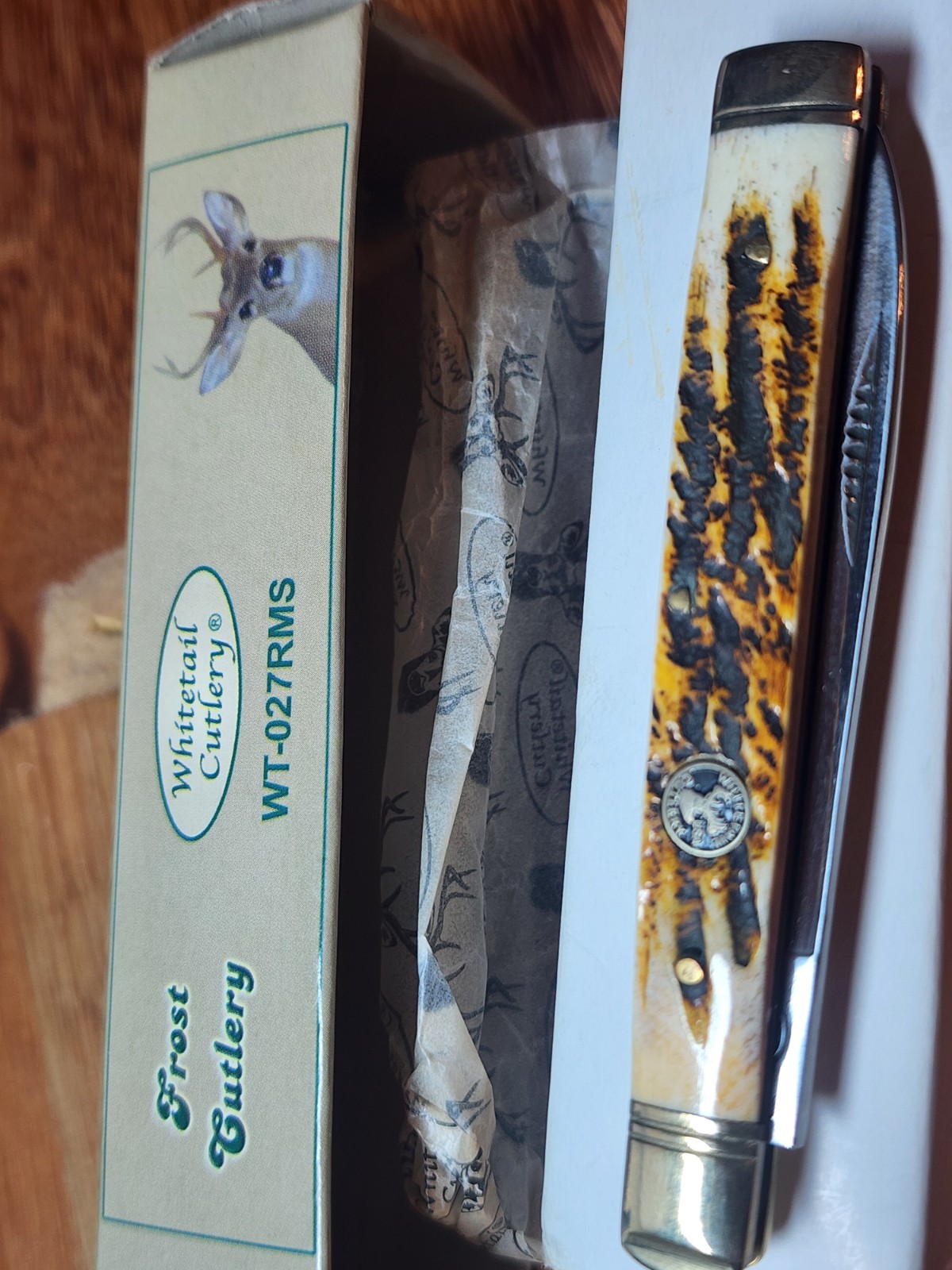Whitetail Cutlery WT-027TRMS Lockback Pocket Knife Stag Style Handle w/ Box