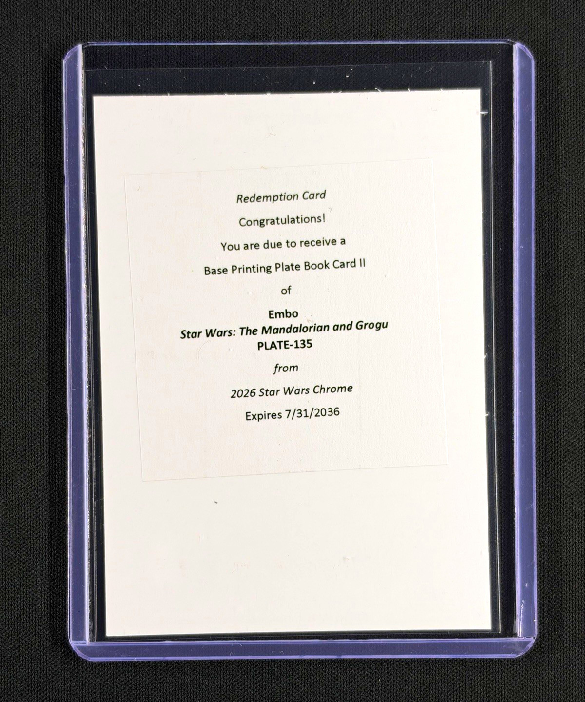 Topps 2026 Star Wars Chrome Redemption Printing Plate Embo Mandalorian Grogu 1/1