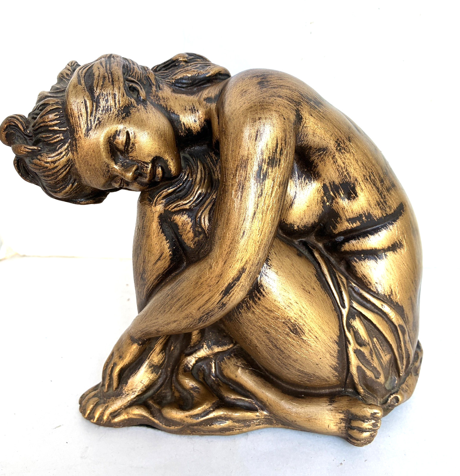 Vintage Gold Woman Figural Statue Universal Statuary Corp. Chicago Mid Century