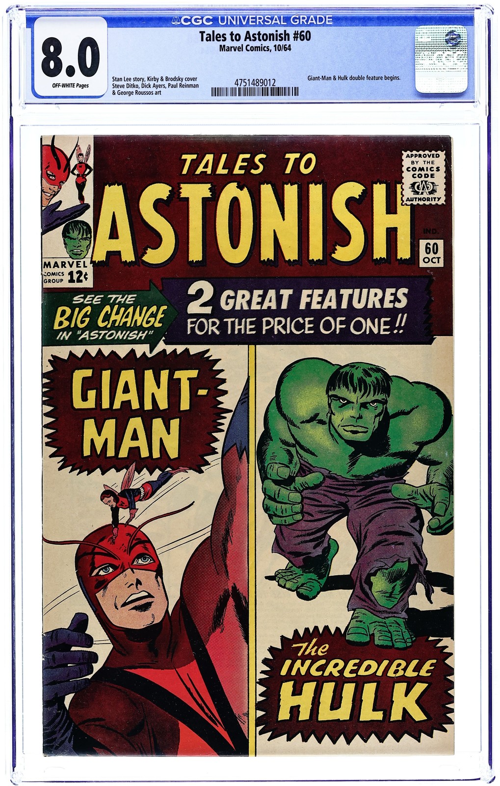 Tales to Astonish #60 CGC 8.0 1964 4751489012