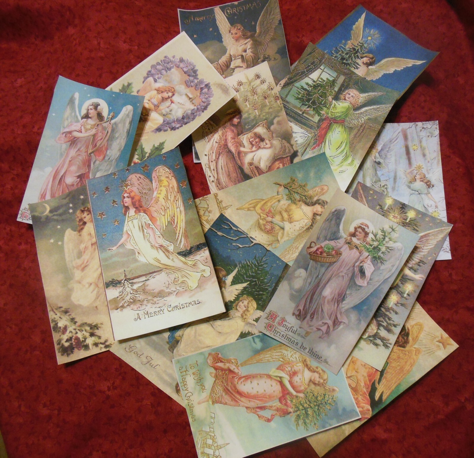 Set of 16 LARGE Victorian/Vintage Christmas ANGEL antique vintage holiday images