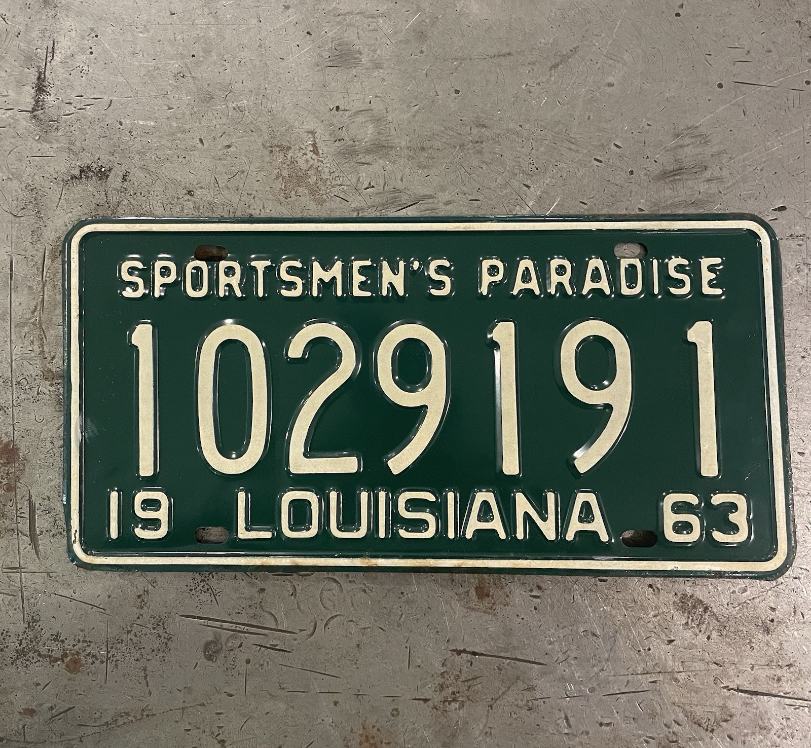 1963 Louisiana 7 Digit Plate. Very Nice