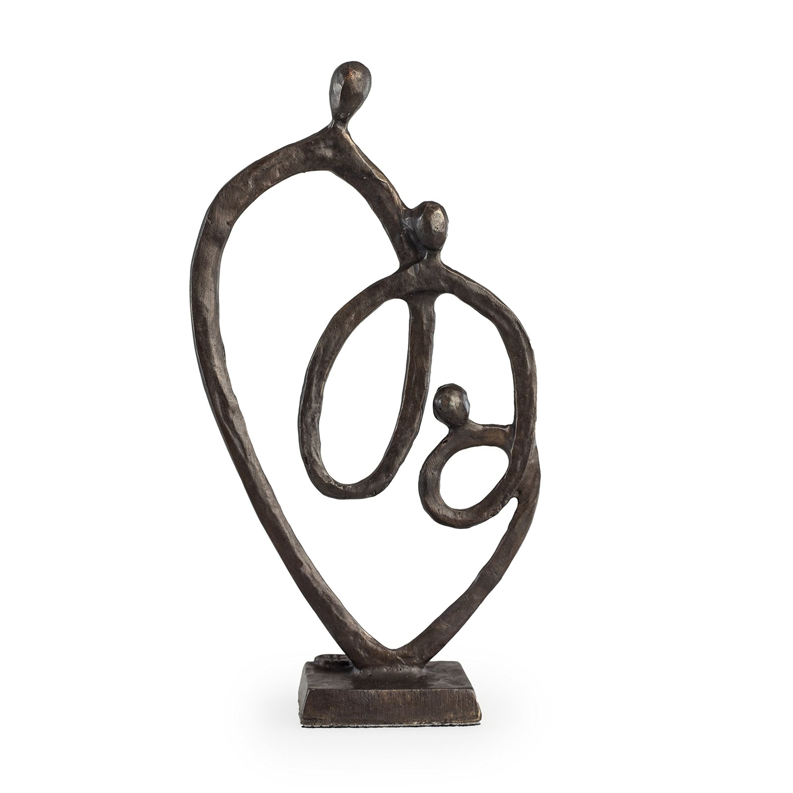 Danya B. Family of 3 Heart Ring of Love Sand-Casted Bronze Sculpture