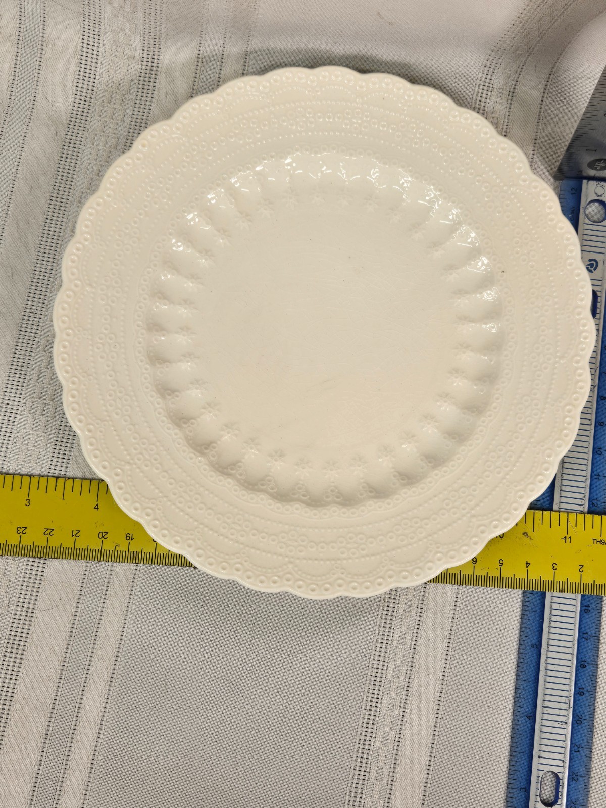 CRAZED Spode England Jewel Salad Plate White Cream 7 7/8 CRAZED Spode England Jewel Salad Plate White Cream 7 7/8