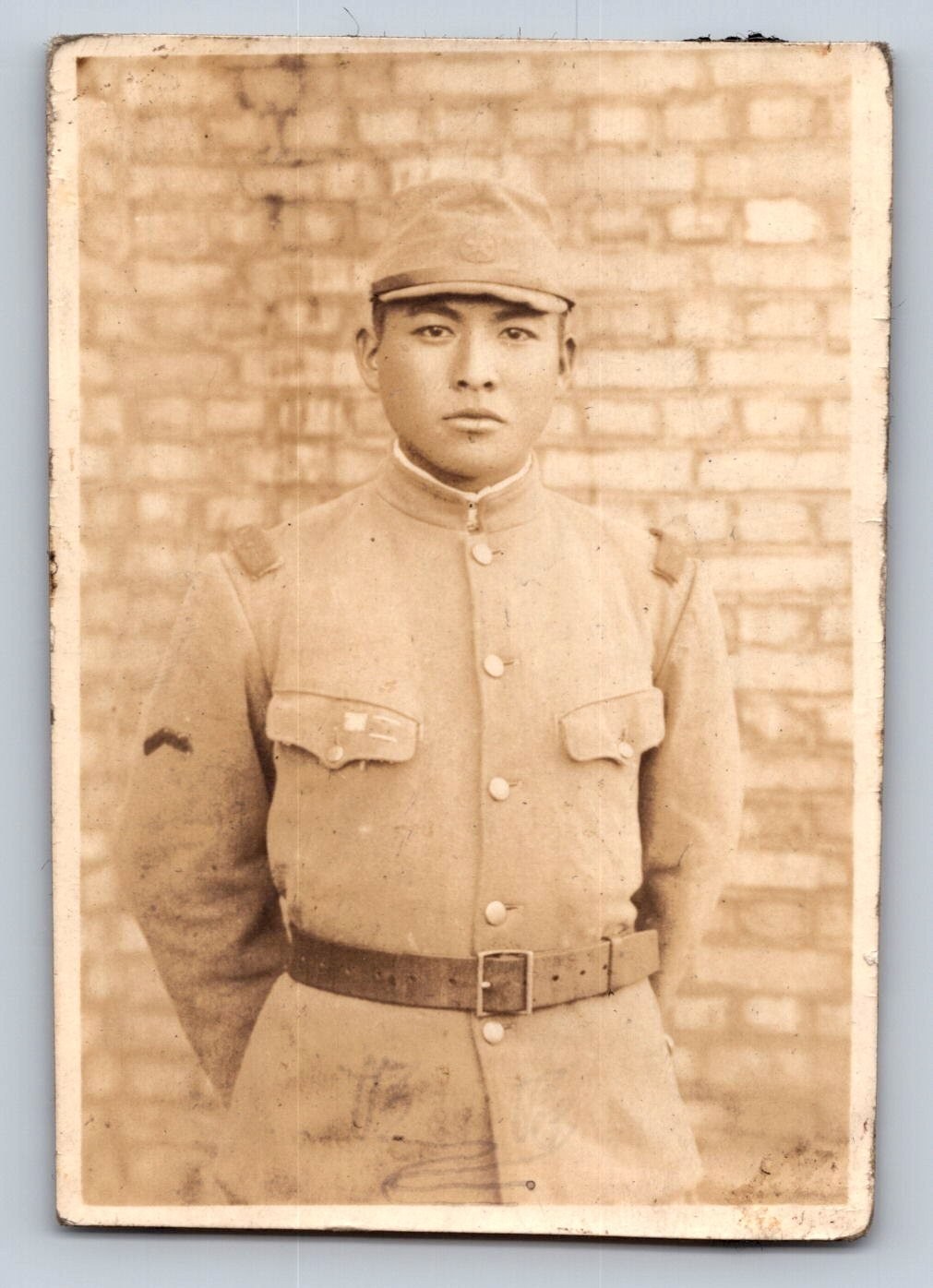 East Asian Soldier Portrait Early 20th Century Snapshot Photograph Military