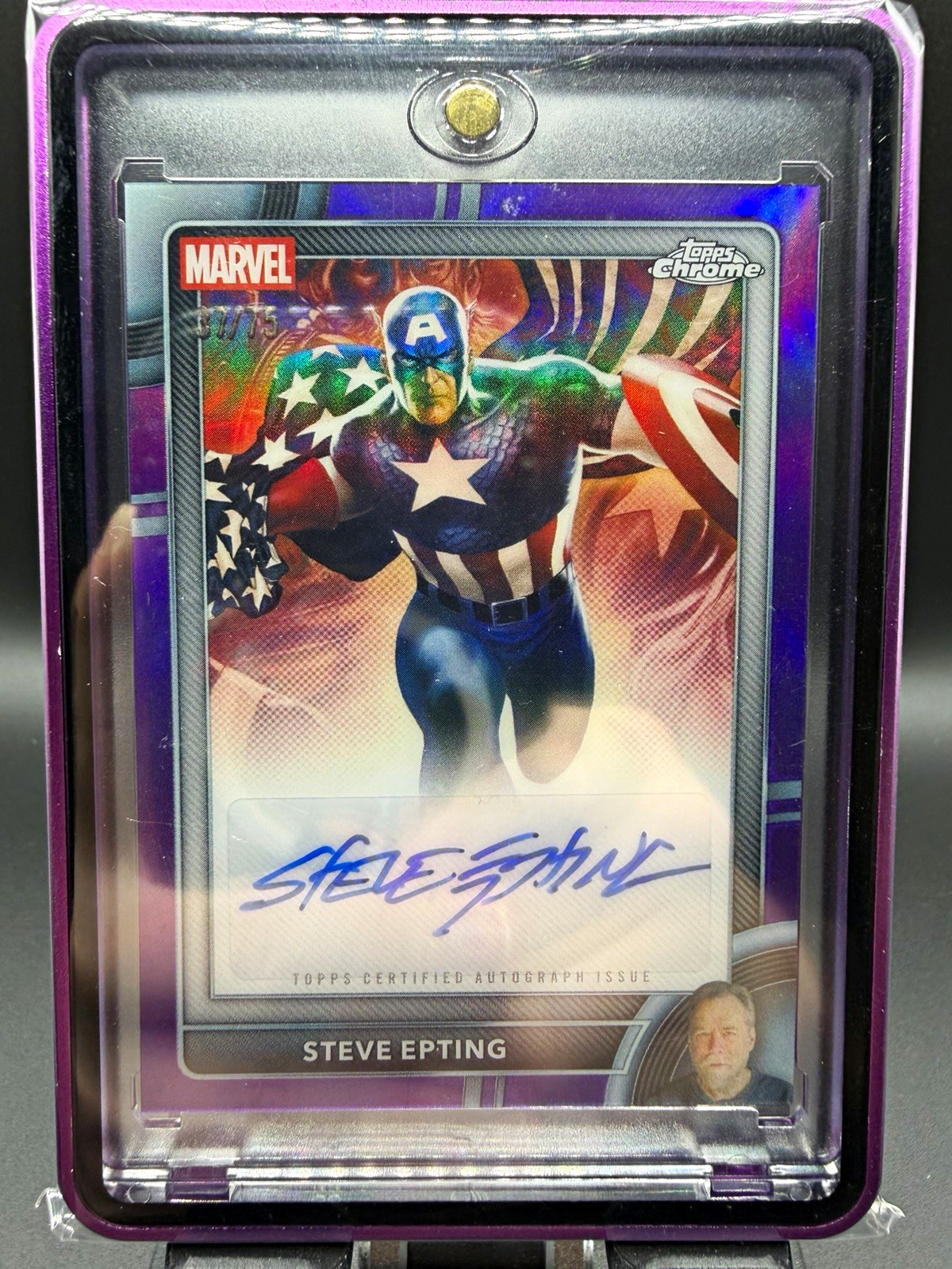 Topps 2024 Marvel Topps Chrome Captain America Steve Epting Auto 37/75