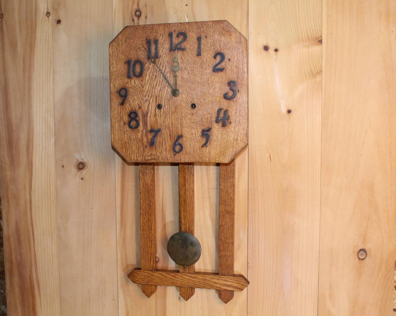 Antique American Mission Oak ~ Arts & Crafts Wall Clock ~ *Runs Good*