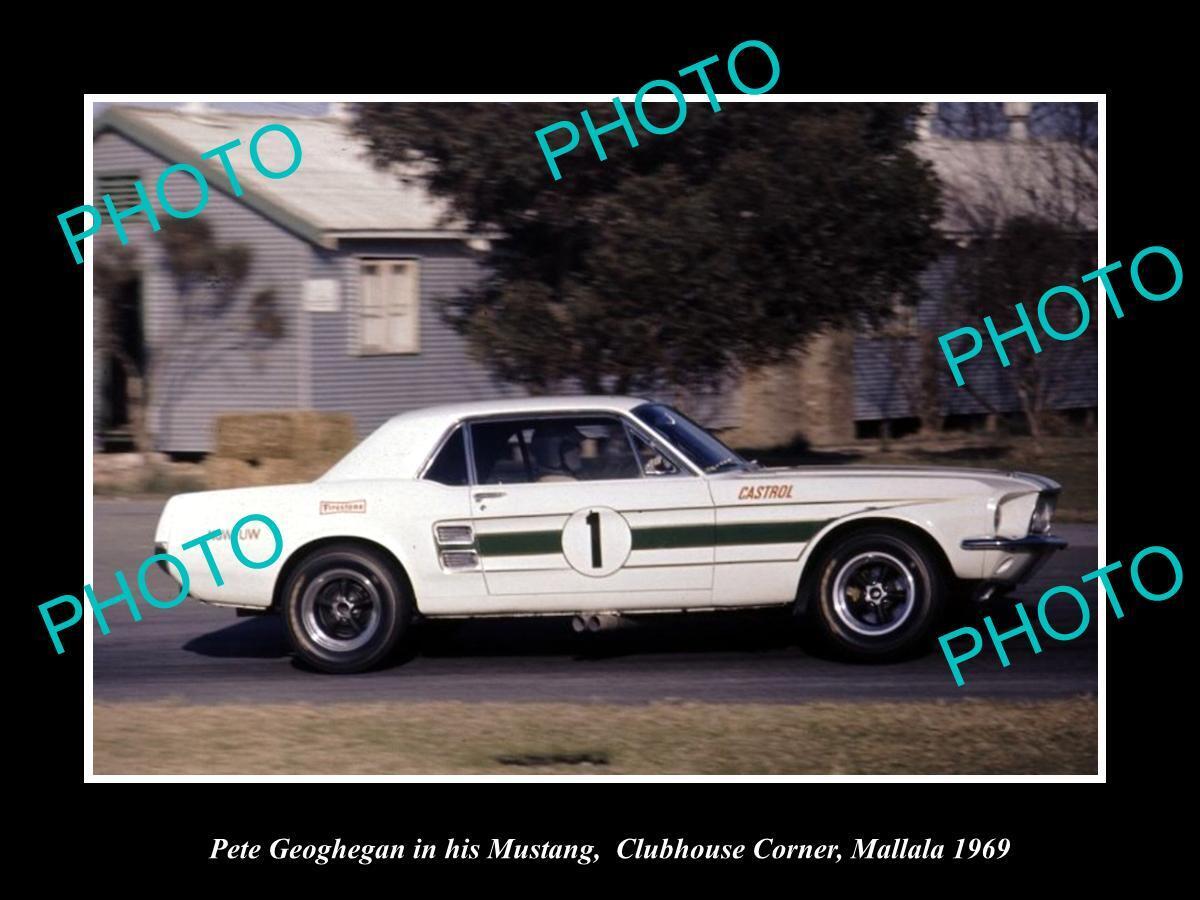 6x4 HISTORIC MOTOR RACING PHOTO OF PETE GEOGHEGAN FORD MUSTANG MALLALA 1969