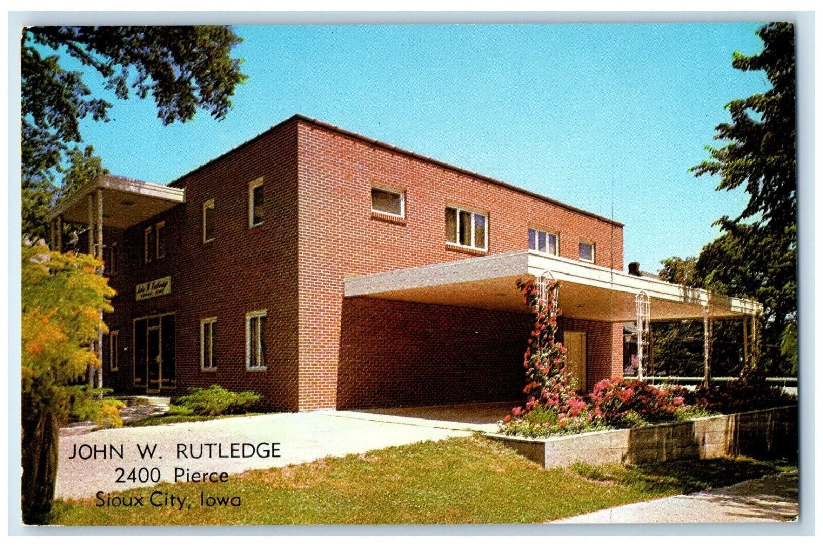 c1950's John W. Rutledge Funeral Sioux City Iowa IA Unposted Vintage Postcard