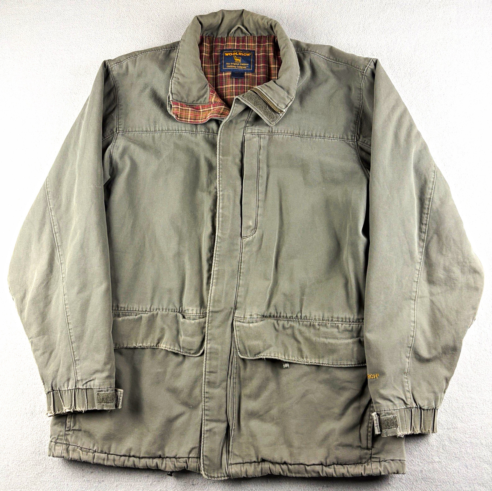 Vintage Woolrich 16155 Loden Jacket Men’s Large Plaid Lined Insulated Green