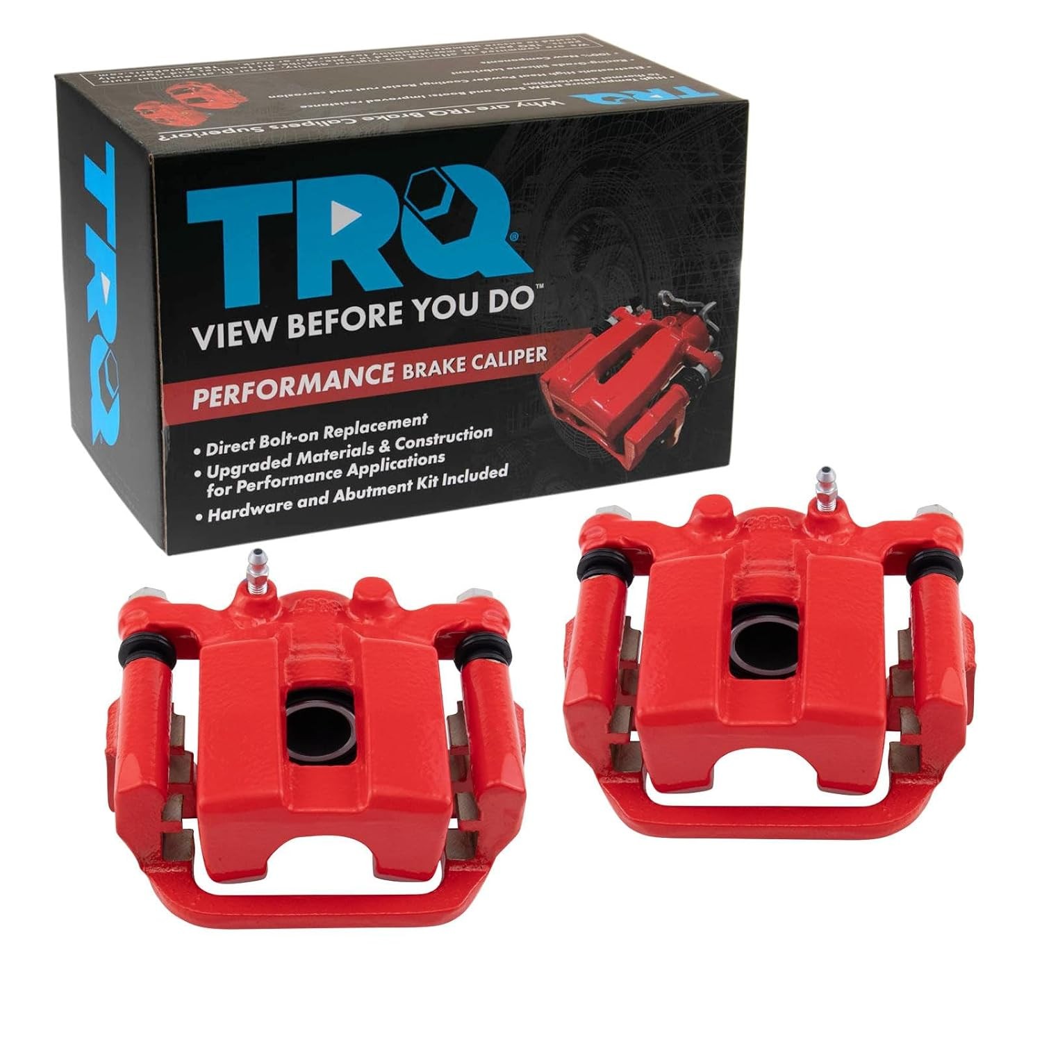 TRQ Performance Rear Brake Caliper Set Painted Red Brackets