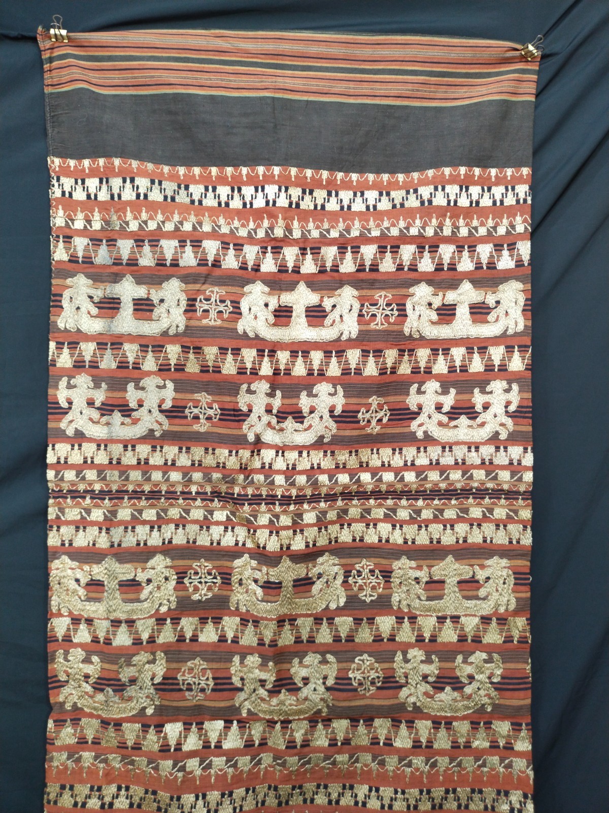 Vintage Indonesian Sumba Ikat Sumatra skirt embroidery Tribal Fabric Ethnic
