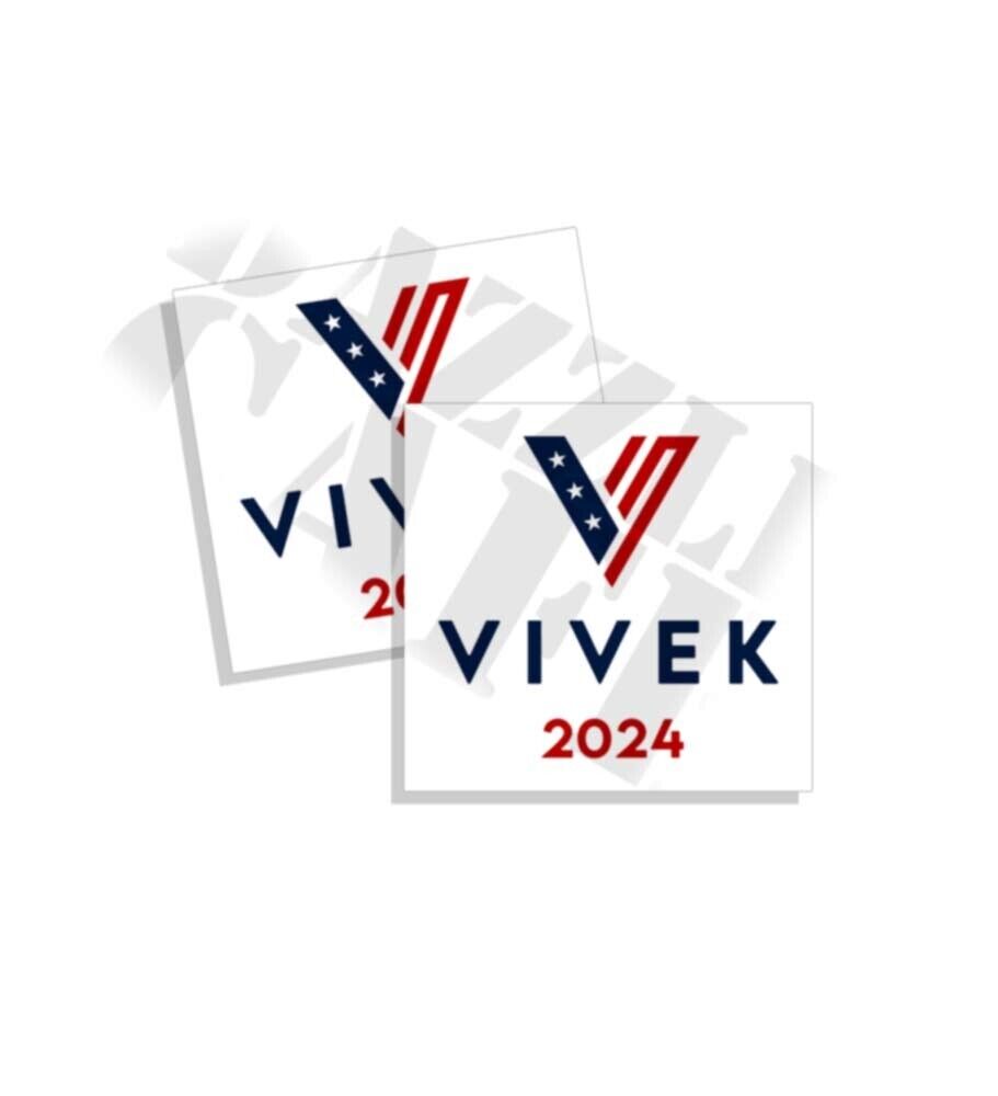 Vivek V Ramaswamy 2024 SQUARE Election Bumper Sticker Decal 2 Pack 3\