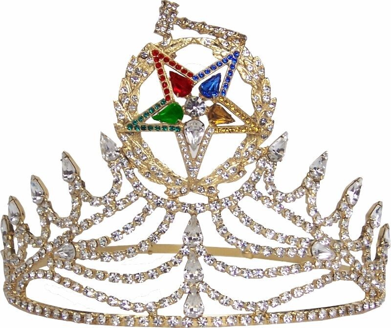 Masonic OES Grand Wreath Gavel Matron GOLD Rhinestones O.E.S Adjustable CROWN