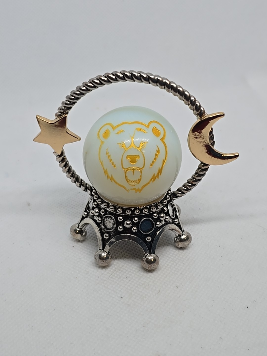40mm Bear Opalite Sphere Crystal Ball With Star Moon Stand