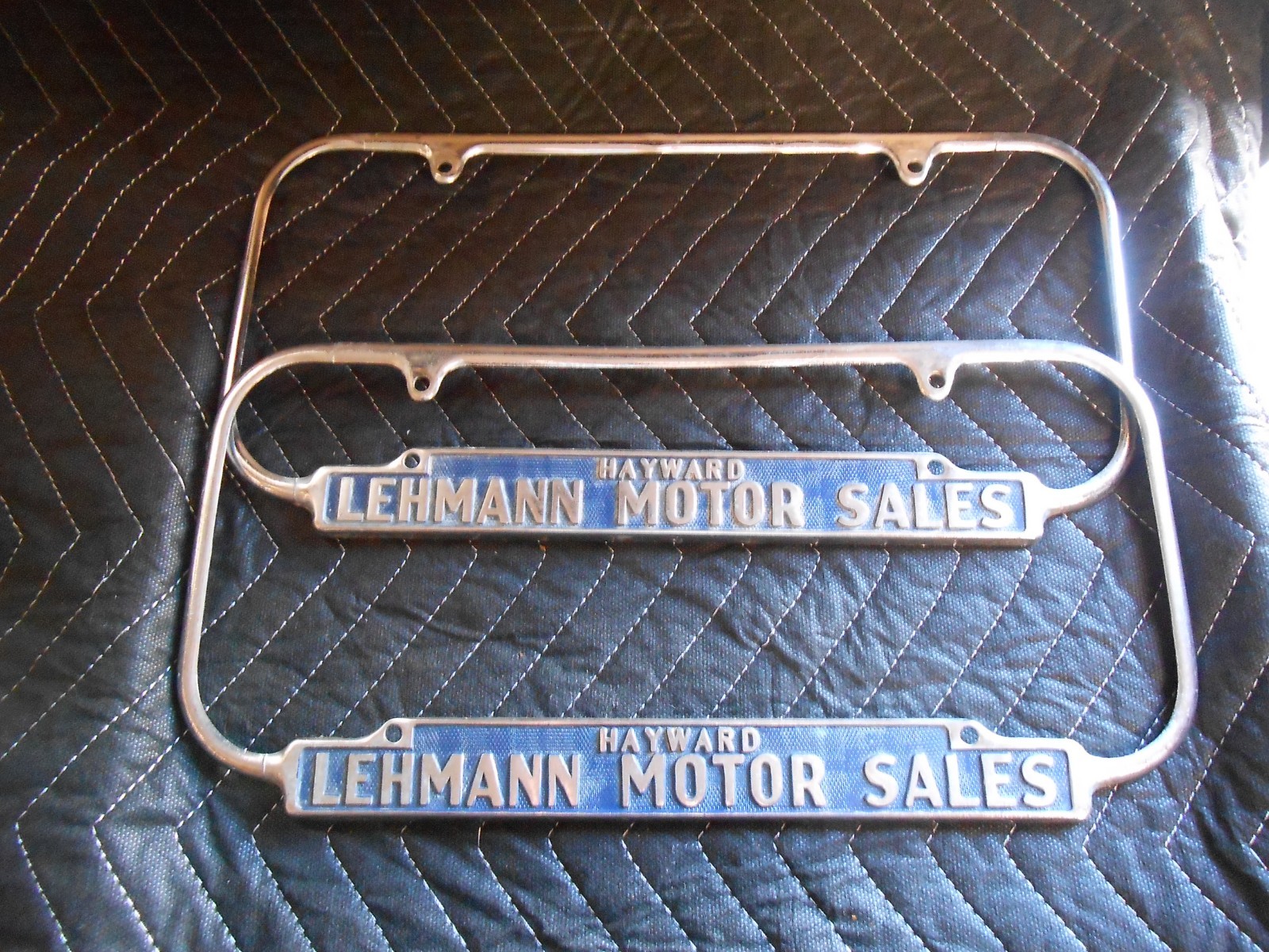 Vintage Rare Hayward Lehmann Motors Dealer License Plate Frame 40s 50s