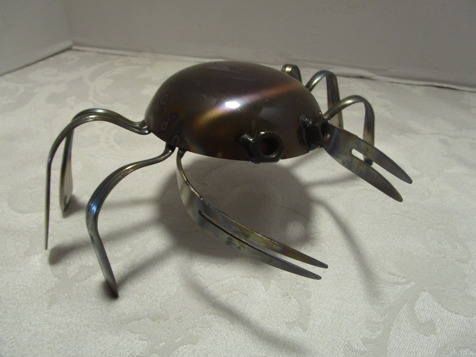 Repurposed metal Art CRAB Sculpture Handcrafted Artisan Welded 8.25\