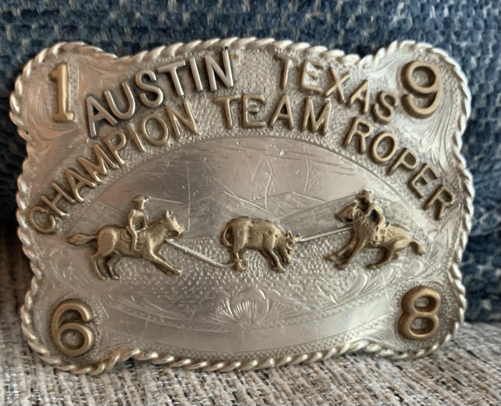 VTG Rodeo 1968 Champion Austin Texas Team Roper S/S Western Silversmith