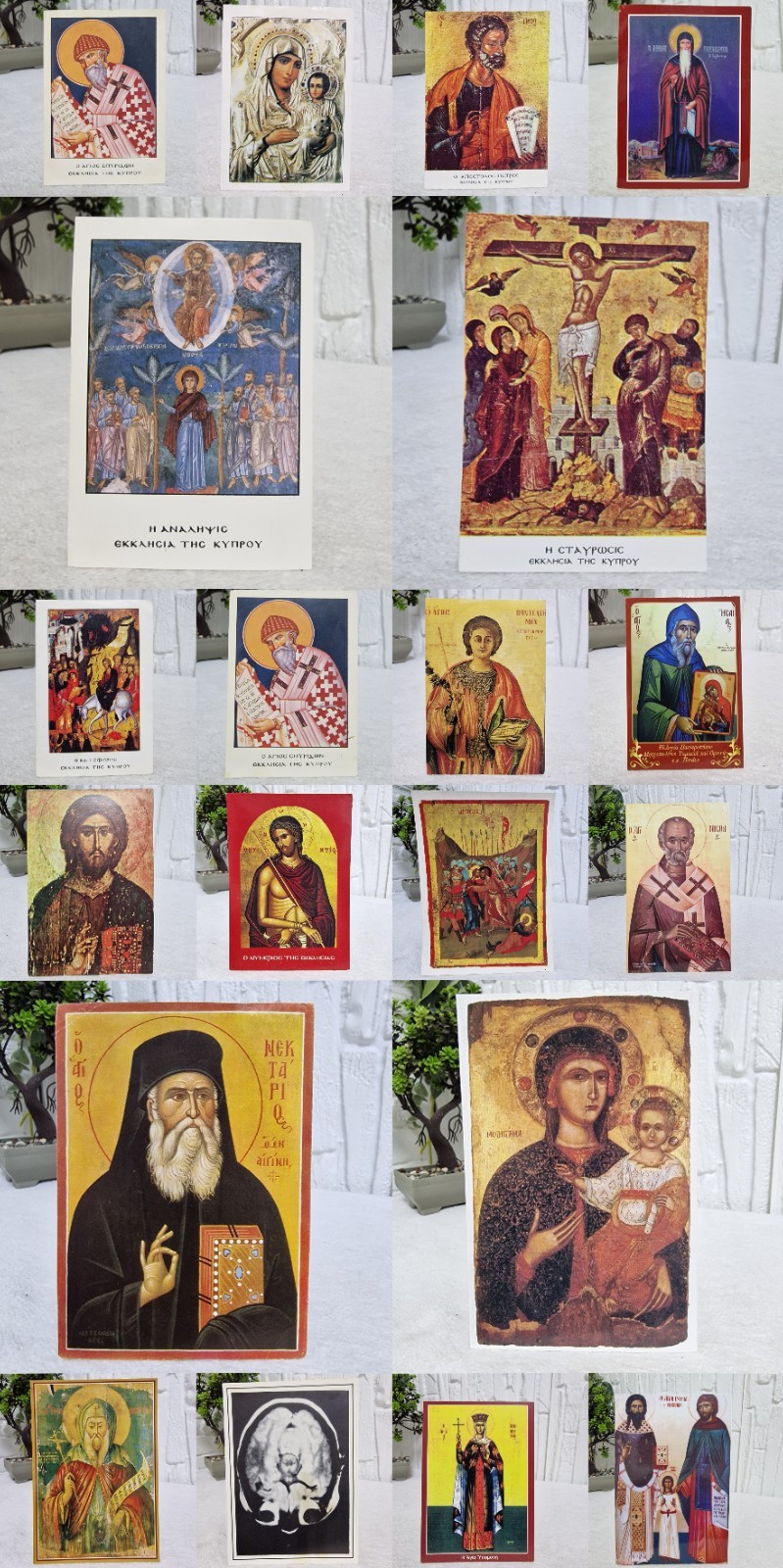 Lot of 20 Vintage Orthodox Christian Icon Cards & Prints from Holy Places