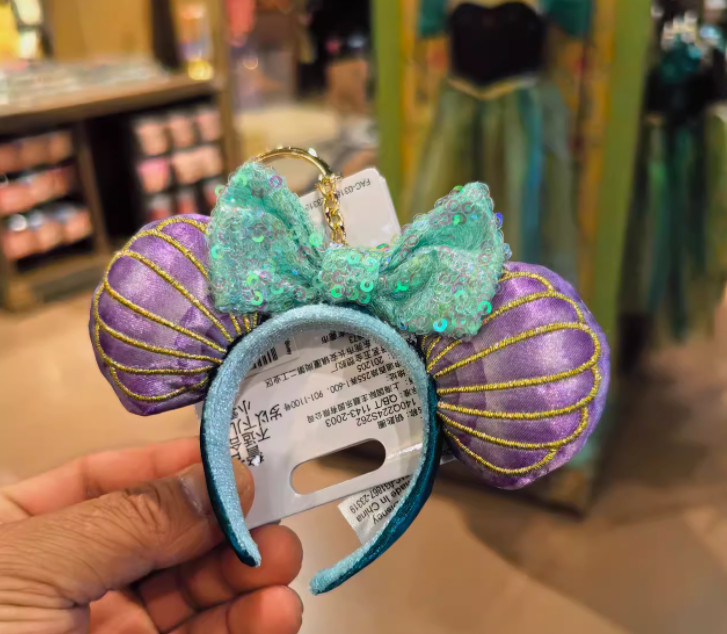 Authentic Disney mermaid Magic Mickey Minnie plush ear headband Keychain Pendant