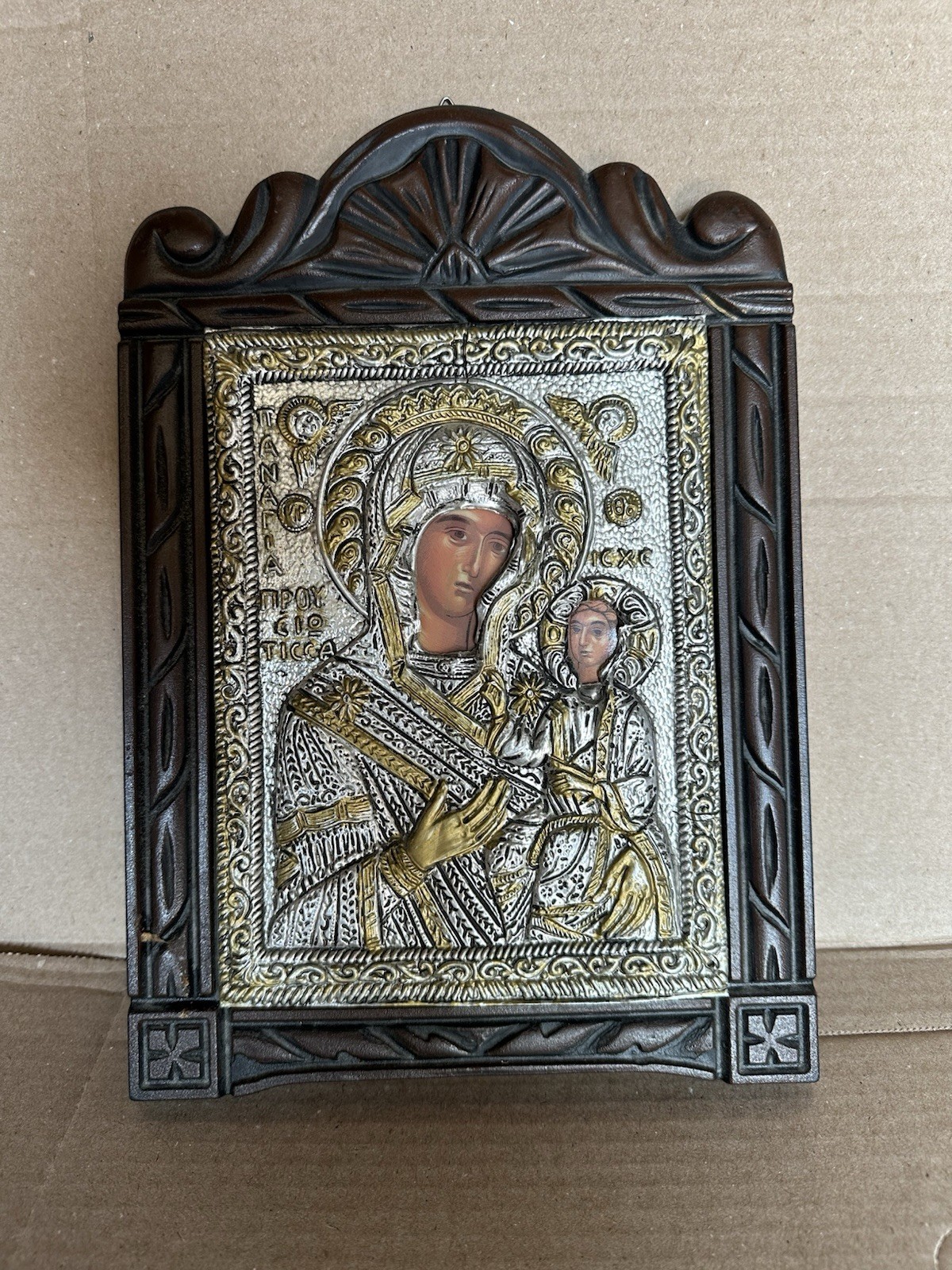 Religious Byzantine Icon Paramithia Replica Holy Mother of God Made in Greece