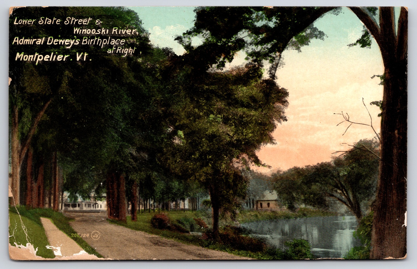 c1907-1912 Montpelier VT Lower State Street Winooski River Dewey Birthplace PC