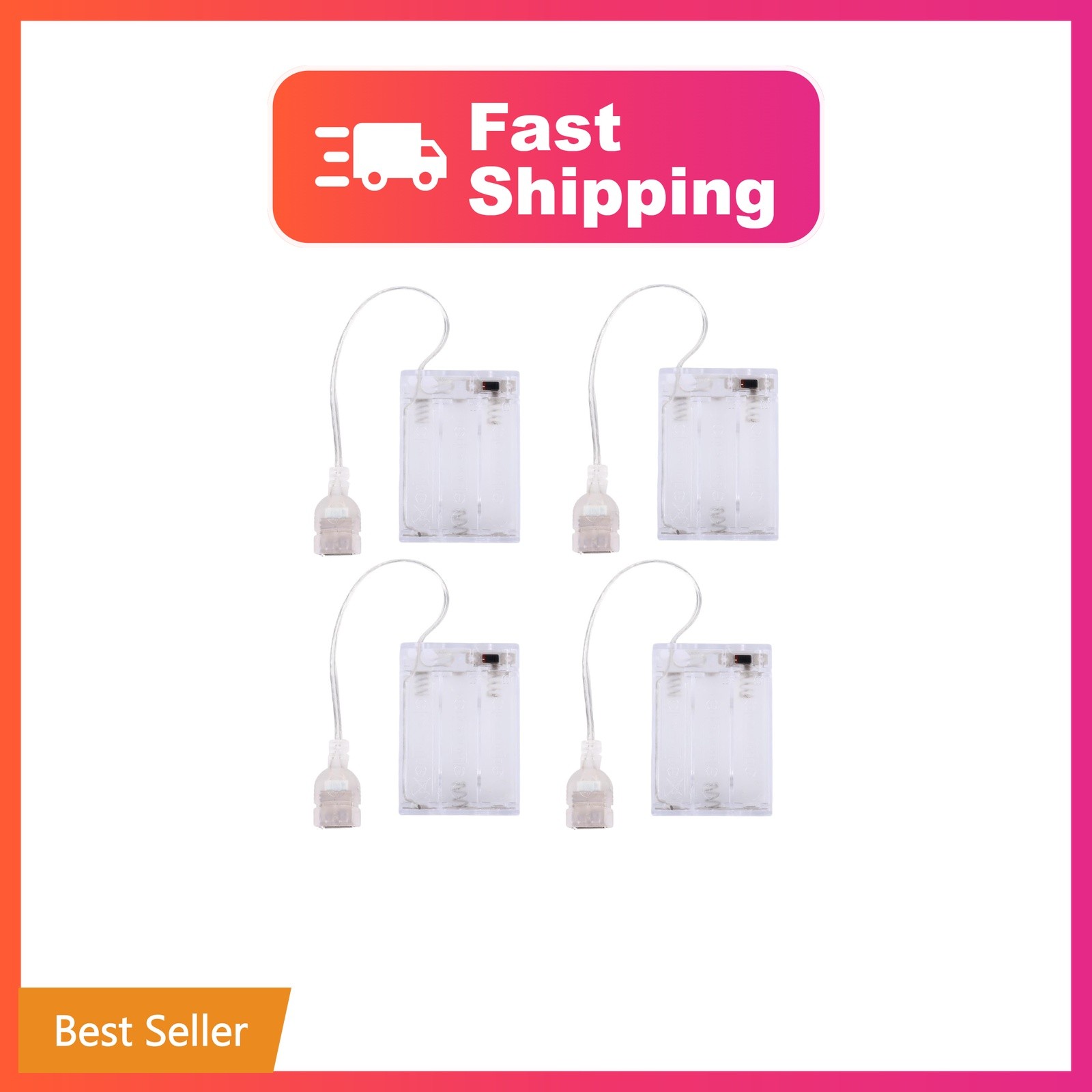 4pcs Battery Pack for 5V LED Neon Signs | Transparent USB Neon Light Battery ...