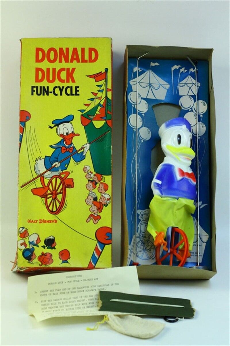 Vintage Donald Duck Fun-Cycle Hi-Wire Toy by Empire #910 w/ Original Box