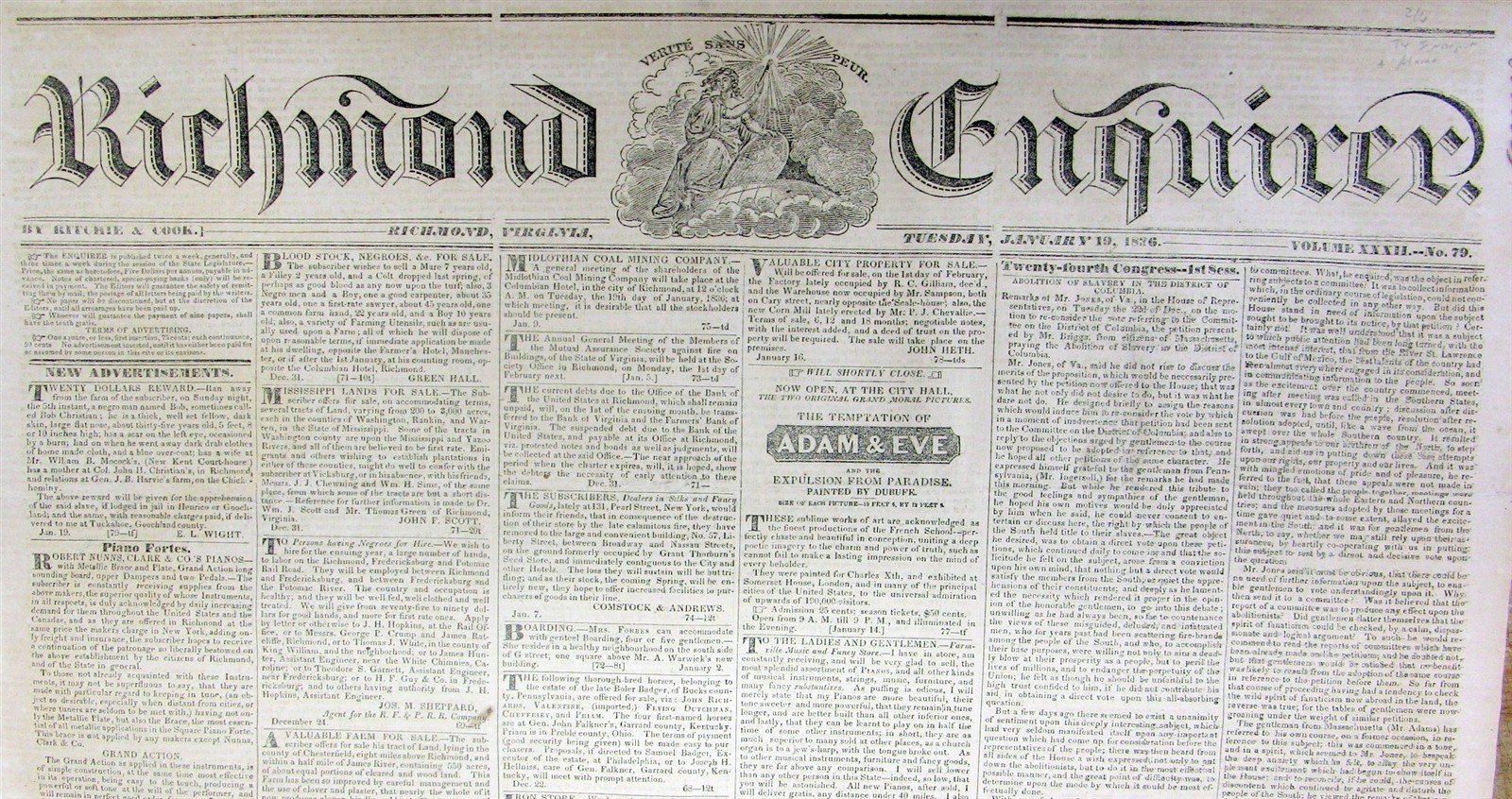 1836 VA newspaper CAPTURE of THE ALAMO in San Antonio TEXAS WAR of INDEPENDENCE