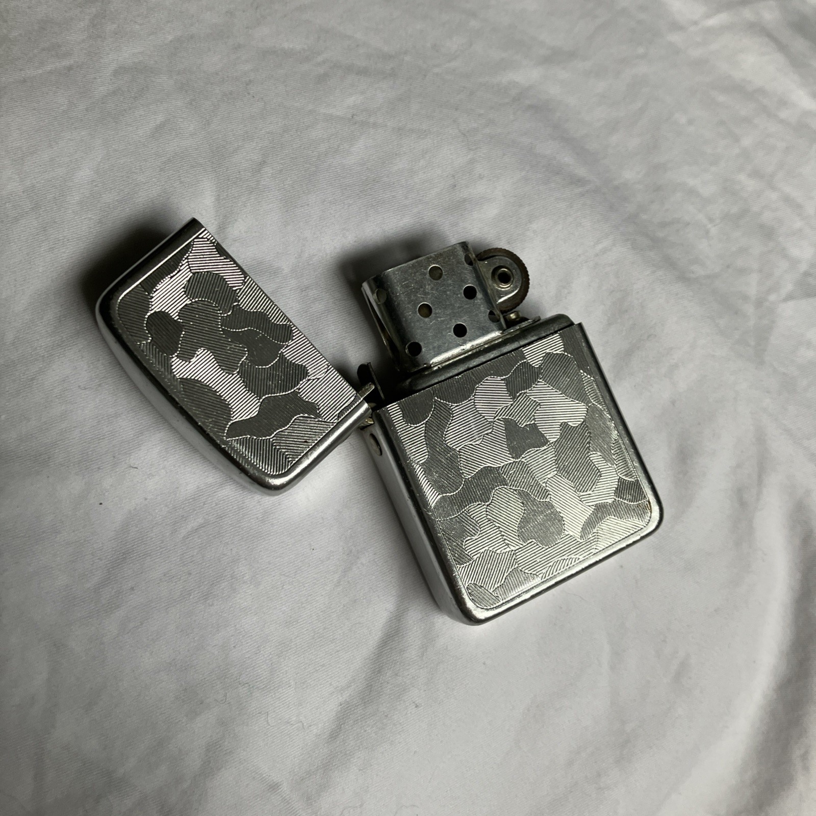 VTG Flip Top Lighter 50’s 60’s Storm King Murfreesboro TN USA Aluminum Camo Case