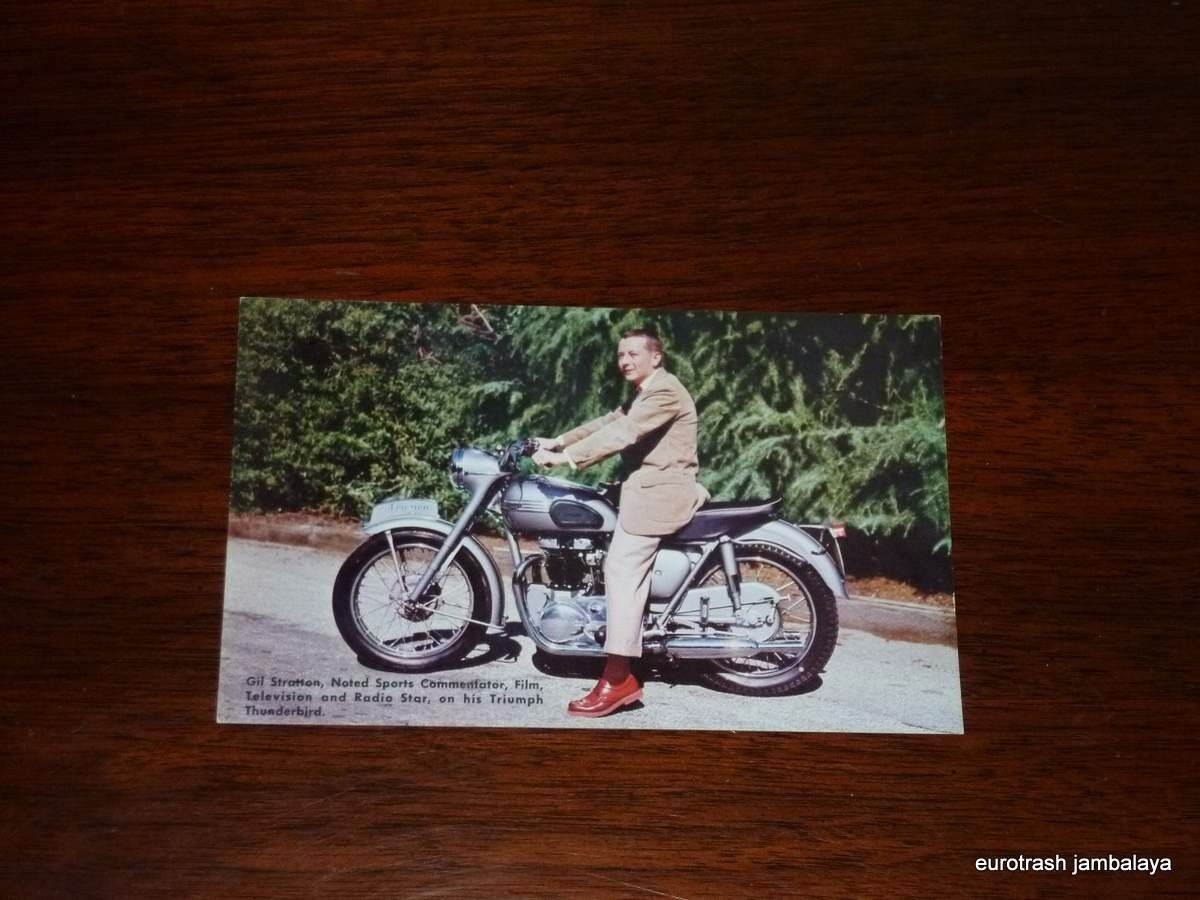 Vintage Triumph Postcard 650 Thunderbird salesman Johnson Motors nos pre unit 