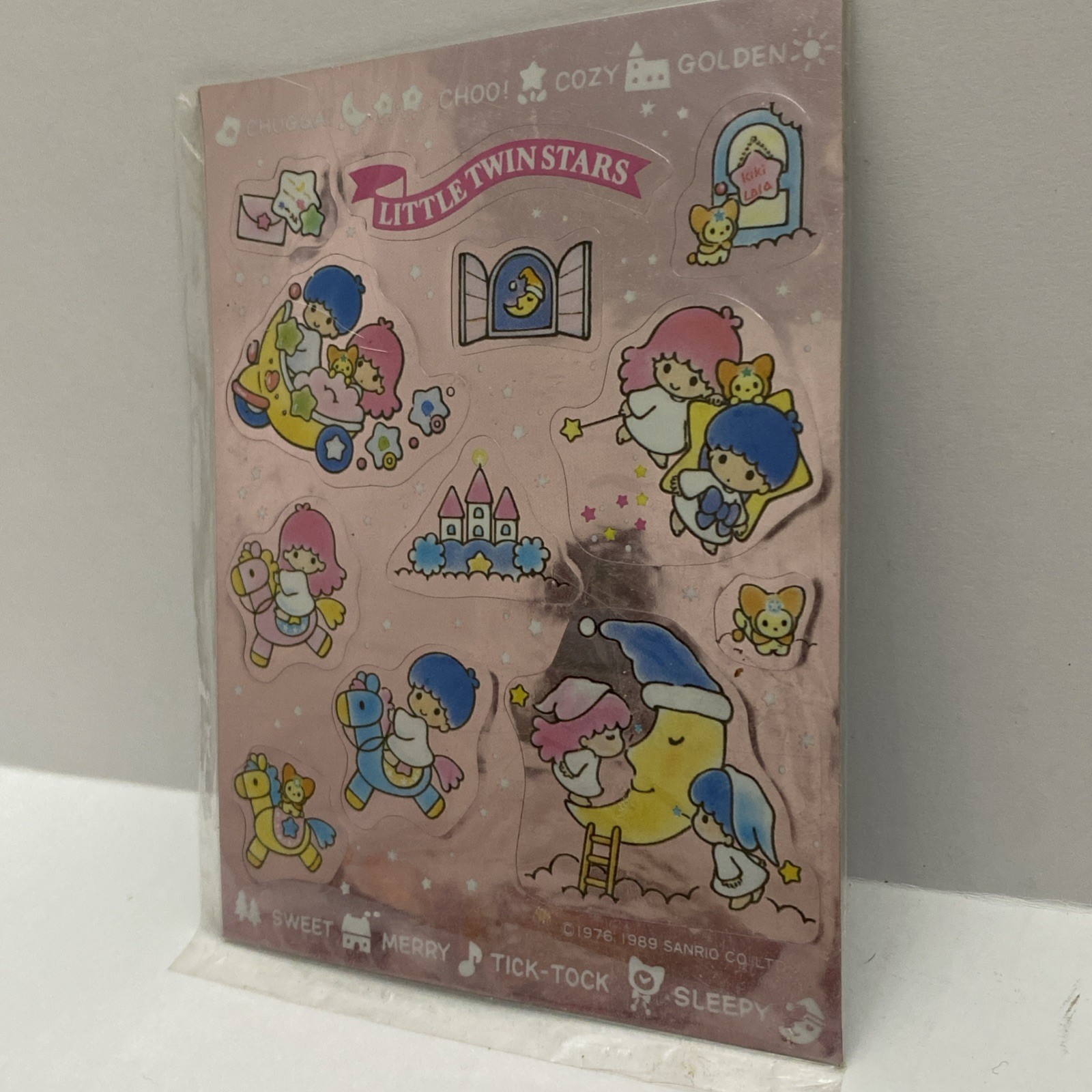 Vintage 1989 Sanrio Little Twin Stars Artbloom Stickers Castle Metallic New