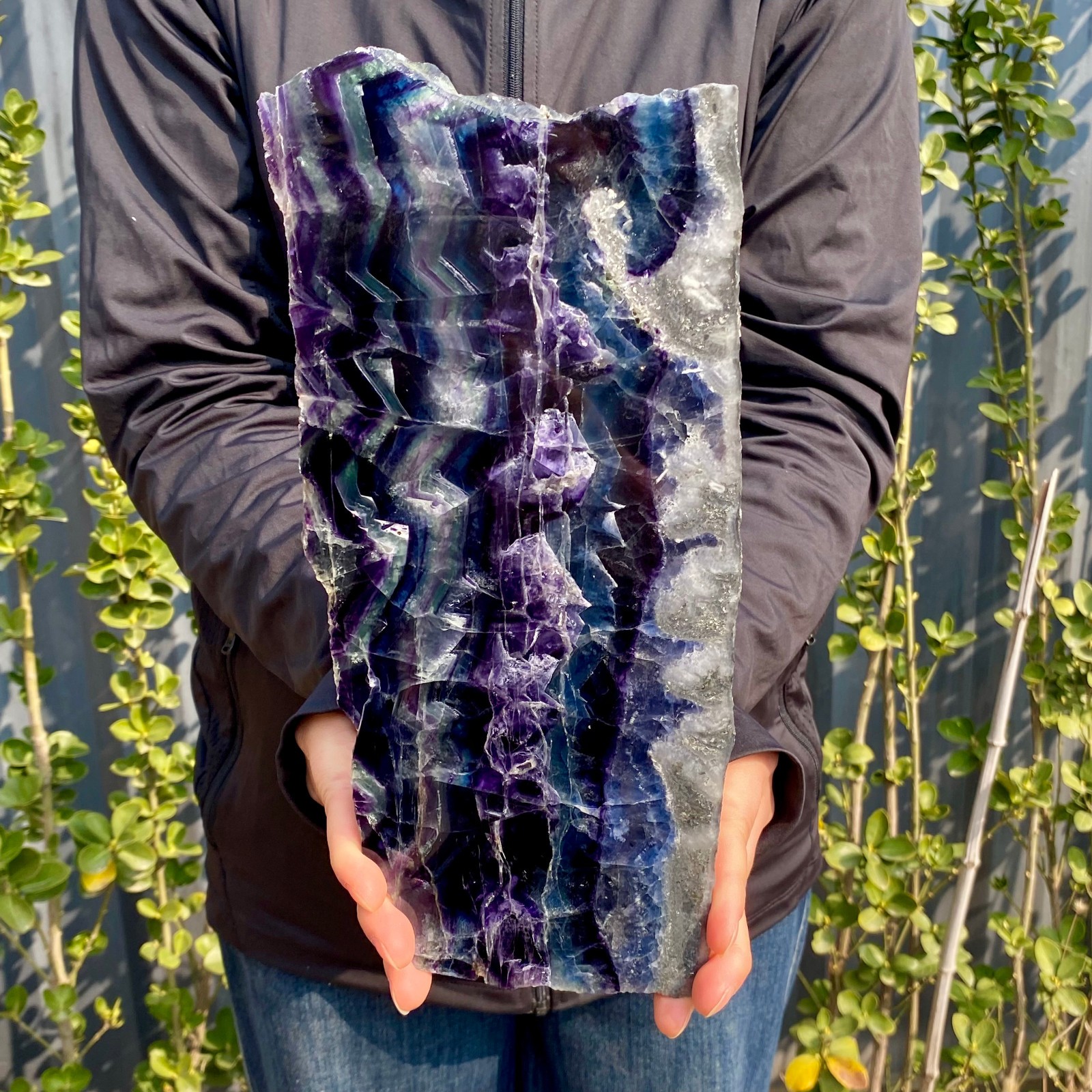 4.54LB Large Natural color fluorite section quartz crystal sheet mineral specime