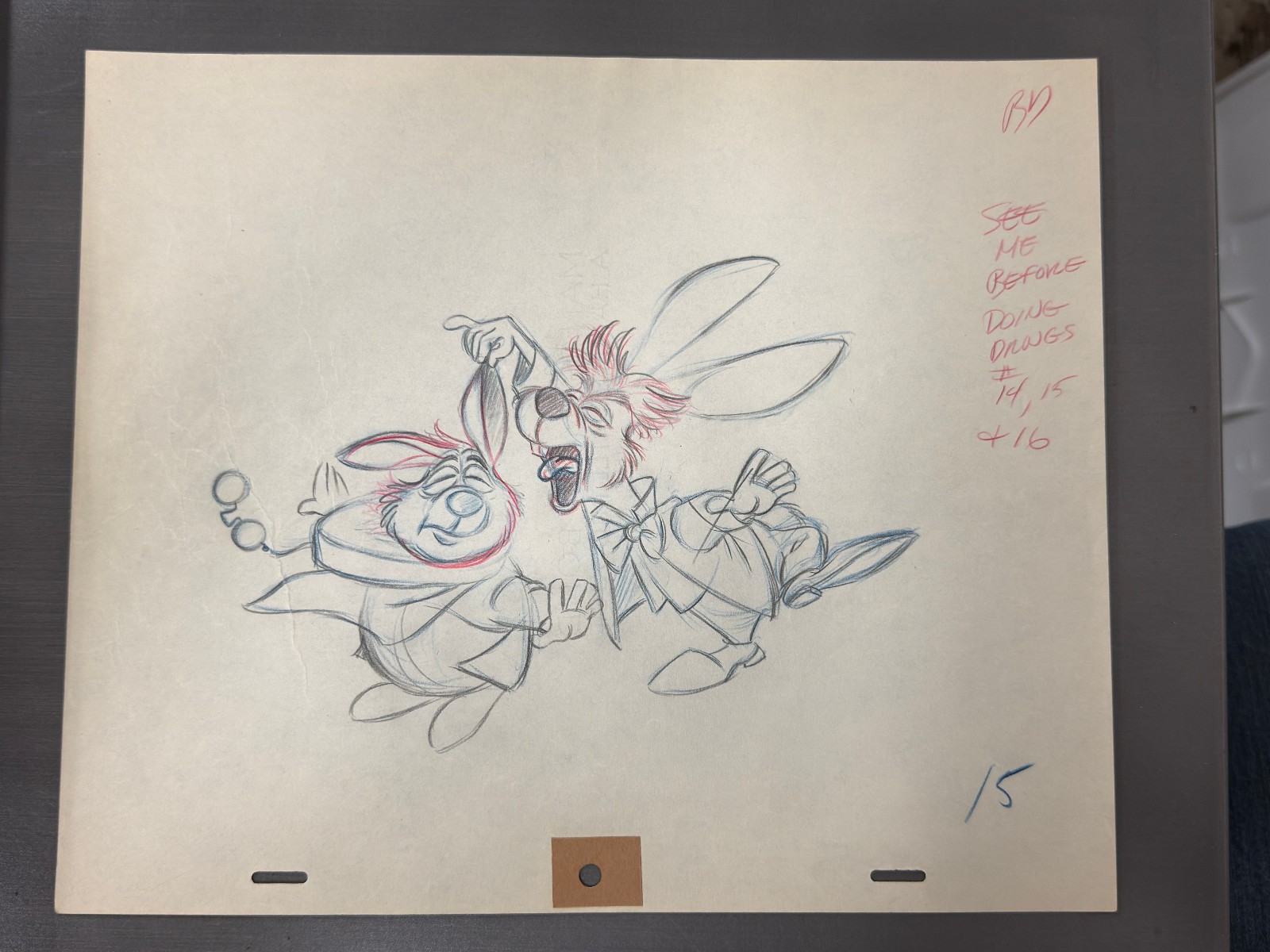 Alice in Wonderland Storyboard March Hare Disney Original Animation Drawing