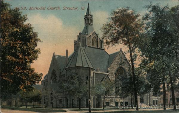 Streator,IL Methodist Church La Salle,Livingston County Illinois Postcard
