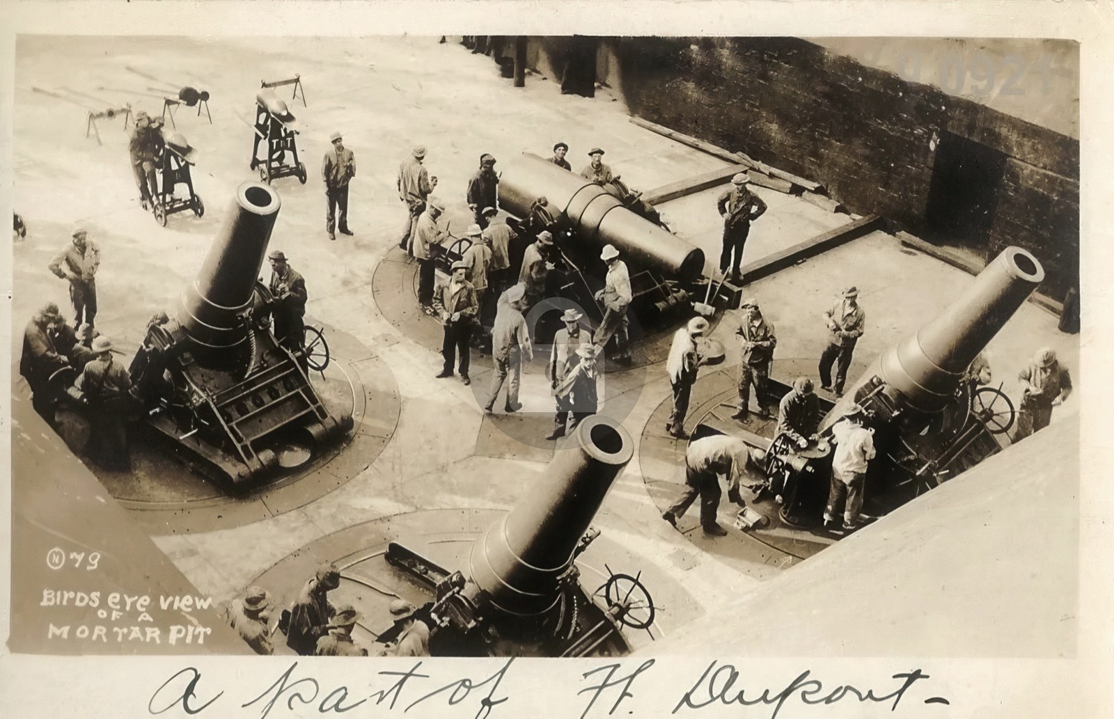 Birds Eye a Mortar Pit Fort Dupont DE Delaware RPPC Photo Postcard COPY