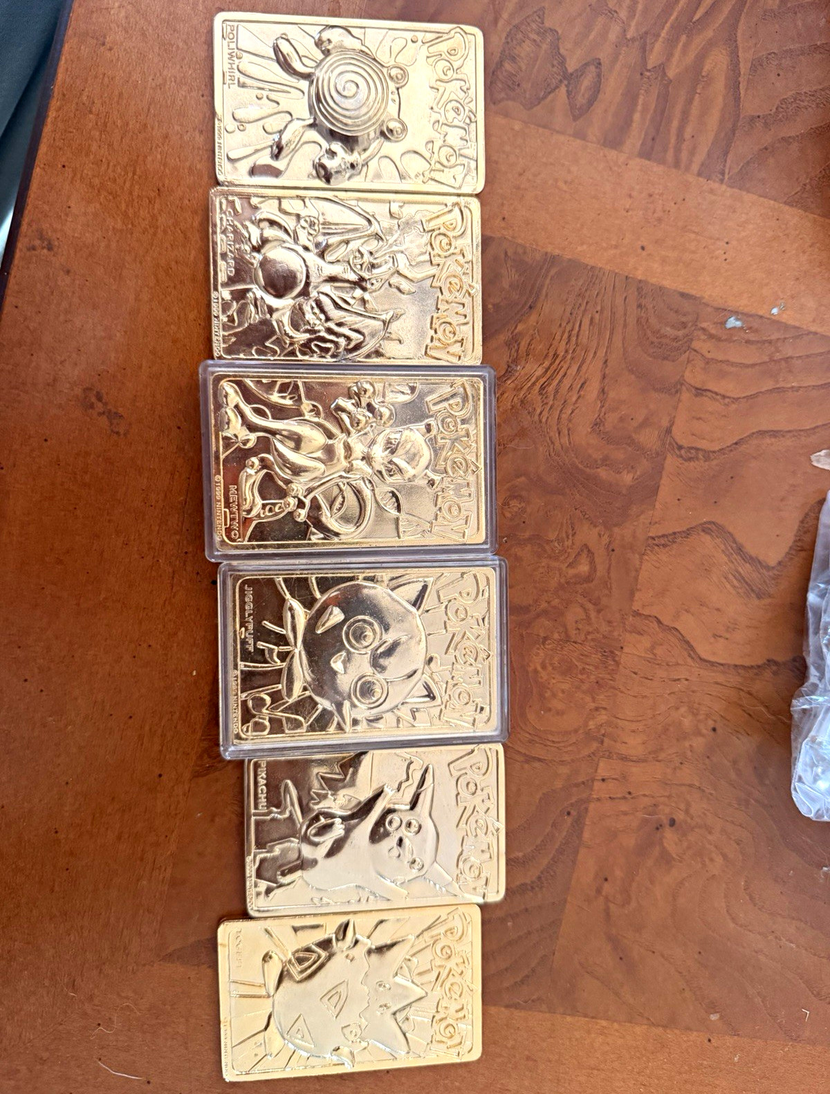 Nintendo Pokémon 1999 Gold Metal Collectible Plaque Lot Pikachu Mewtwo +
