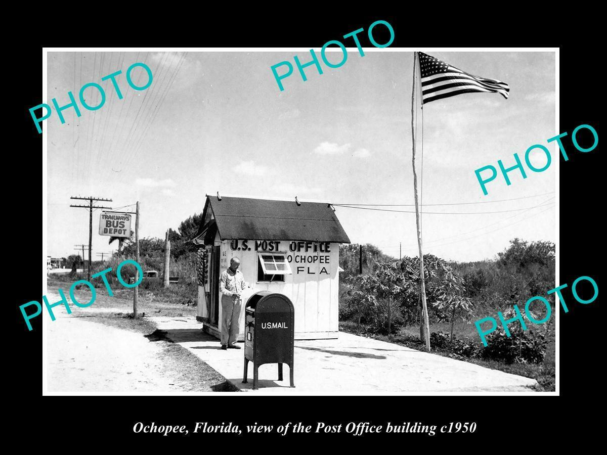 OLD 8x6 HISTORIC PHOTO OF OCHOPEE FLORIDA VIEW OF THE POST OFFICE c1950