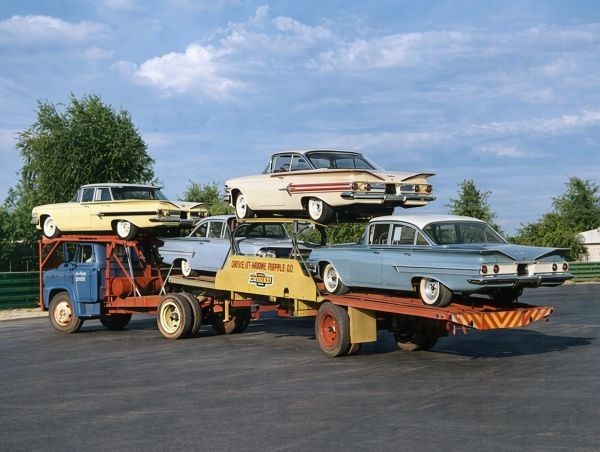 Vintage Chevrolet Impala Autos on Car Carrier NEW Metal Sign: 12x16