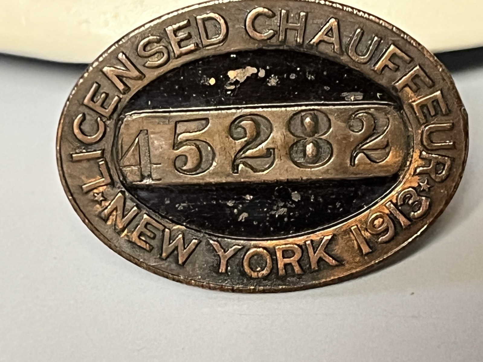 Antique New York Chauffeur License Badge 1913, NYC Collar Pin #45282